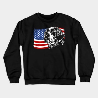 Proud Saint Bernard Dog American Flag patriotic dog Crewneck Sweatshirt